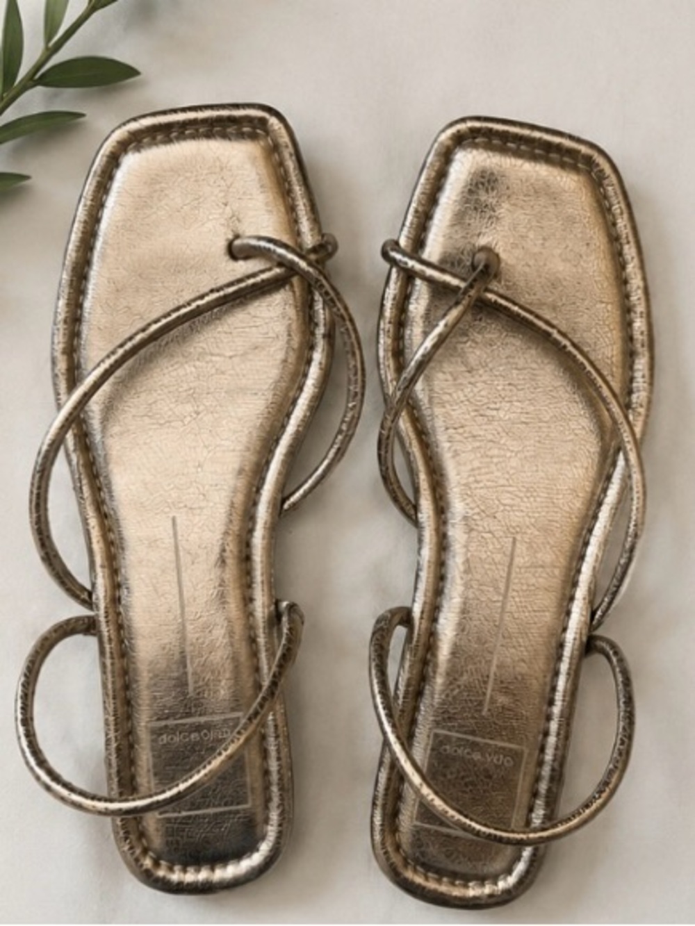 Dolce Vita Metallic Gold Strappy Square-Toe Sandals